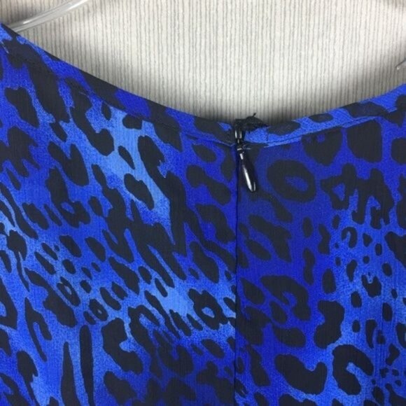 W118 by Walter Baker Blue Leopard Print Sleeveless Dress With Back Zipper & Poly - Picture 7 of 9